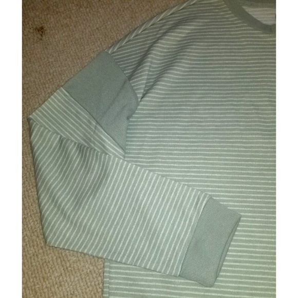 NWT Womens Top-SPLENDID-green/white striped stretch knit henley super soft ls-M - Picture 3 of 5